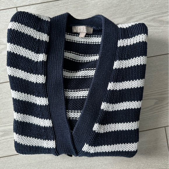 J. Crew Women Navy and White Textured Knit 100% cotton - Picture 9 of 9
